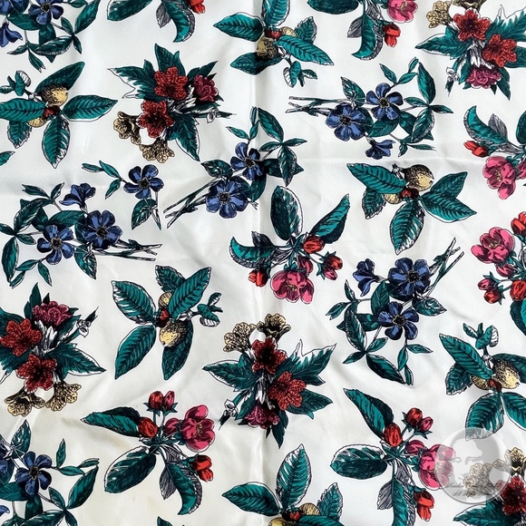 Rodier Scarf Shawl Silk Twill Graphic Floral Print 34in Vintage 80s - Picture 3 of 9